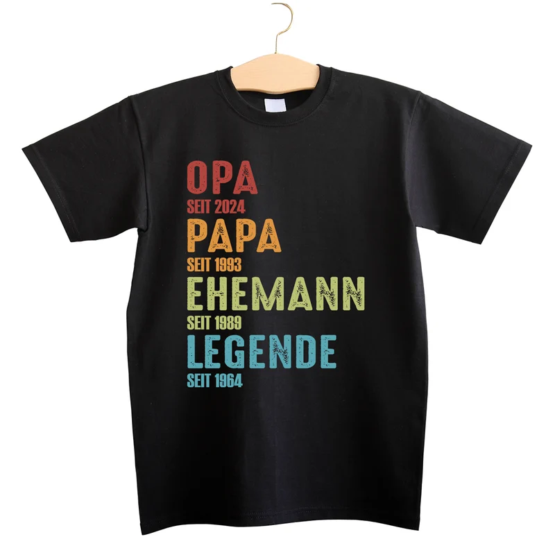 T-Shirt für Männer personalisierbar mit Jahreszahlen | Opa, Papa, Ehemann, Legende