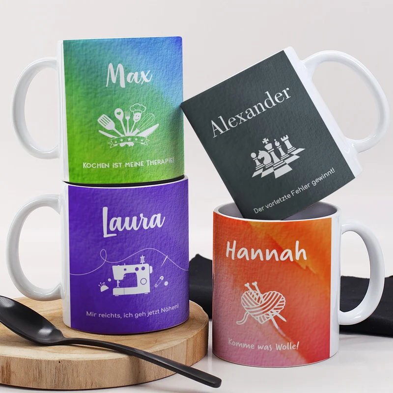 Personalisierbare Tasse mit Name & Text | Hobby-Motive