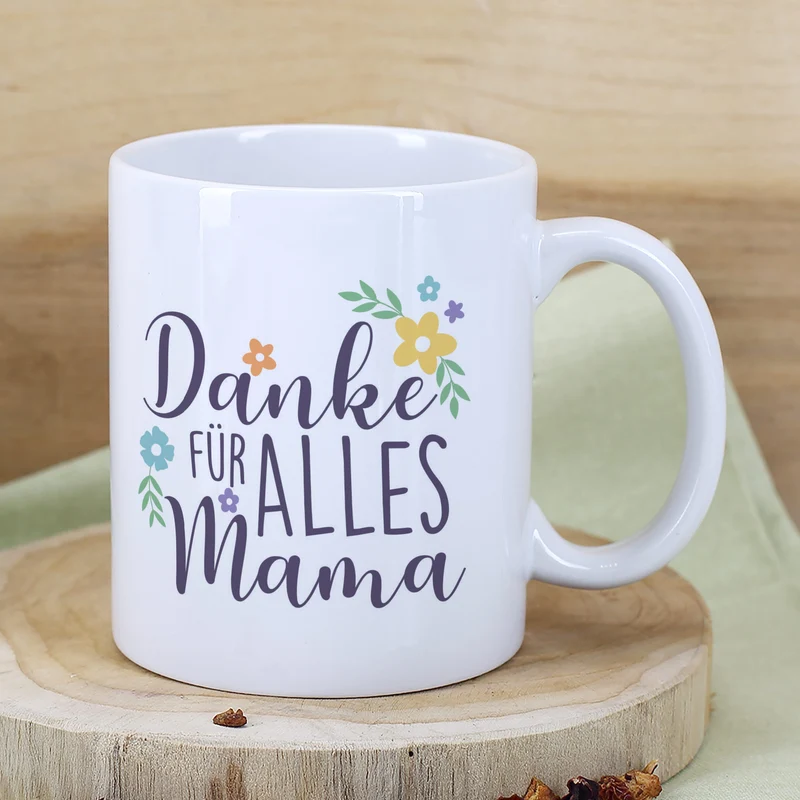Personalisierte Fototasse für Mama zum Muttertag | Danke für alles Mama