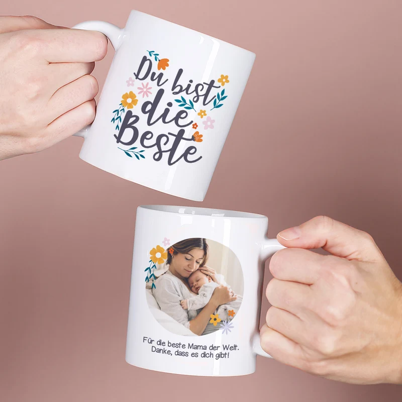 Personalisierte Fototasse für Mama, Oma oder Freundin | Du bist die Beste | Muttertagsgeschenk