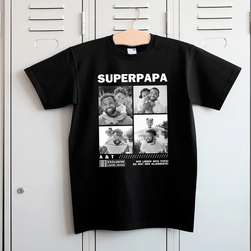 T-Shirt für Papas zum Vatertag, Geburtstag & Männertag in schwarz | Fotos & Text