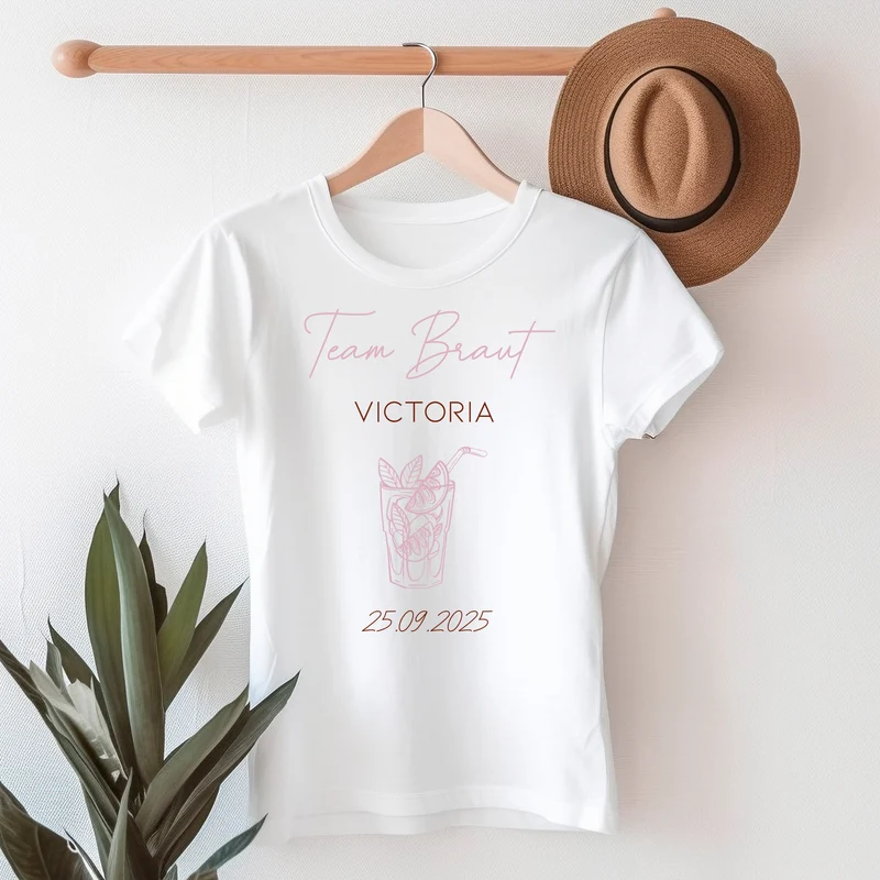 T-Shirt für den JGA | Personalisiert für Braut & Team Braut | Weiß