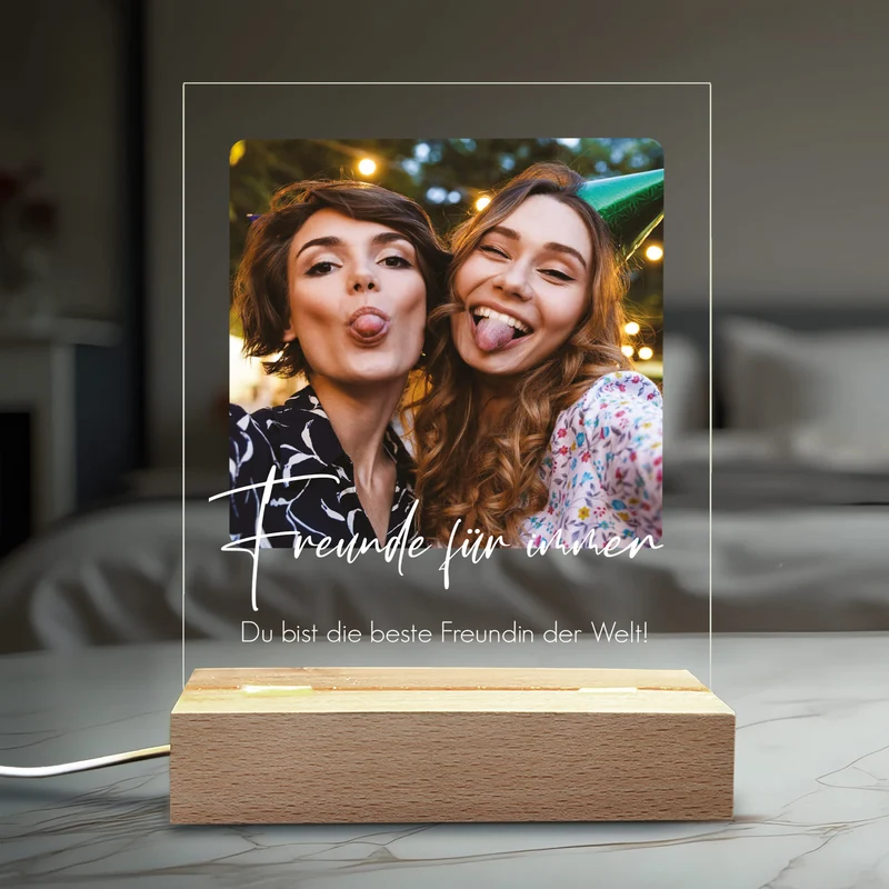 LED-Lampe mit Foto & Wunschtext personalisiert für Familie und Freunde