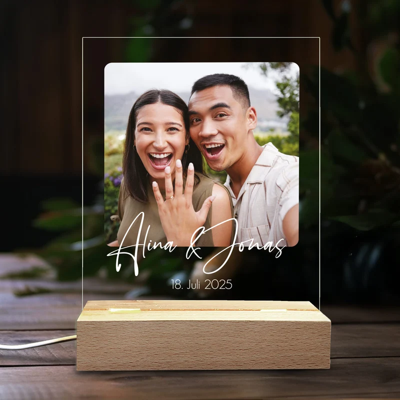LED-Lampe mit Foto & Wunschtext personalisiert für Familie und Freunde