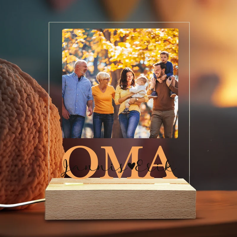 Personalisierbare LED-Lampe für Oma mit eigenem Foto | Motiv OMA