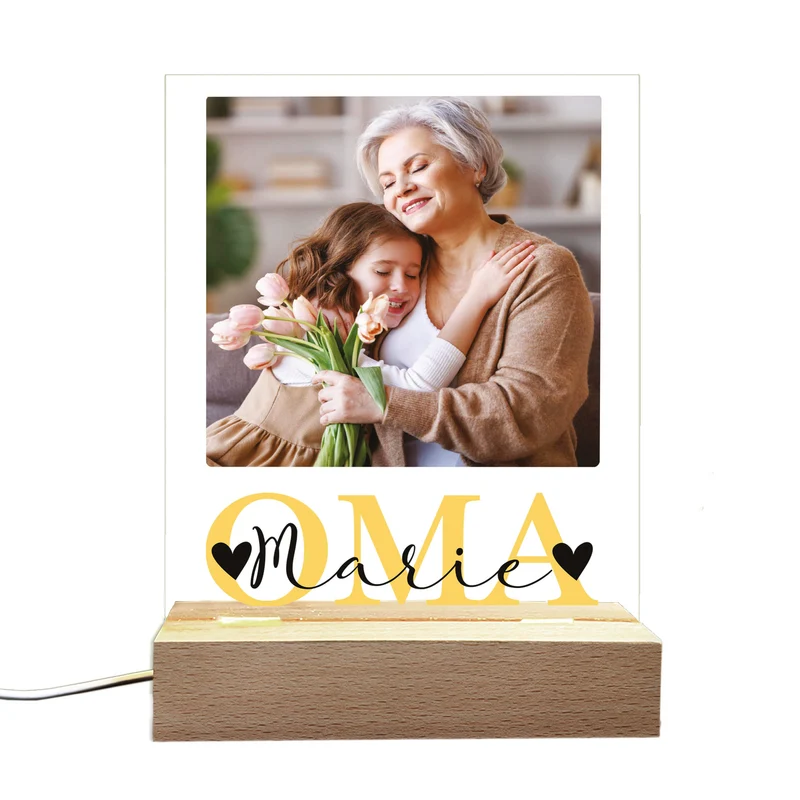 Personalisierbare LED-Lampe für Oma mit eigenem Foto | Motiv OMA
