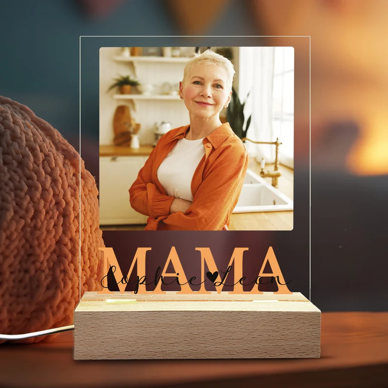 Personalisierte LED-Lampe zum Muttertag mit Foto & Wunschtext | Mama-Motiv