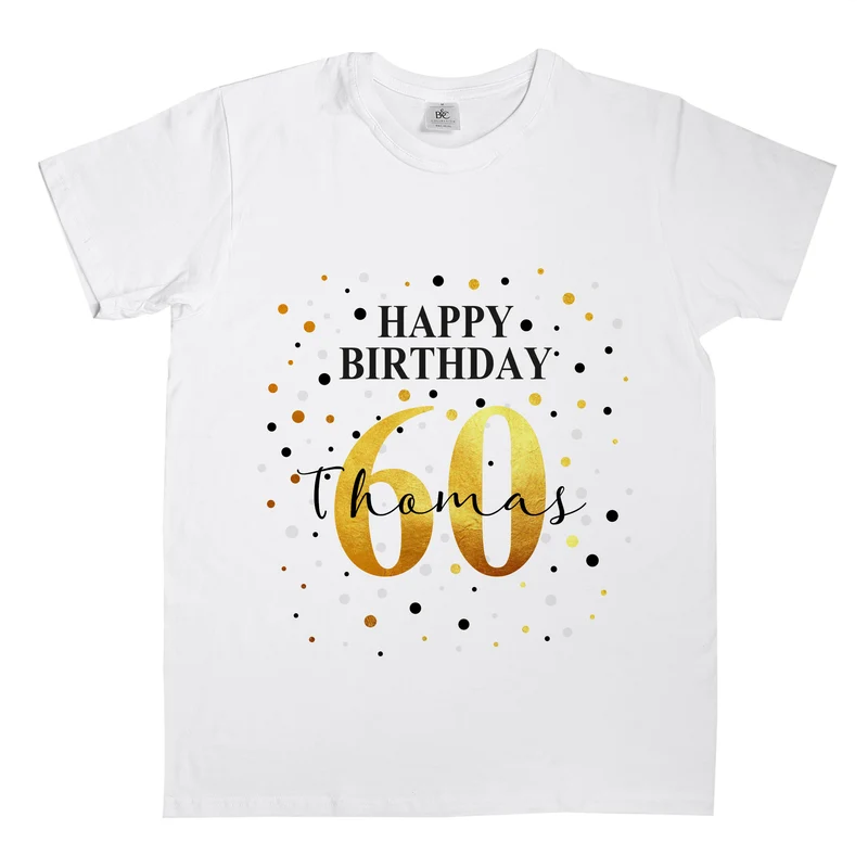 T-Shirt mit Geburtstags-Motiv personalisiert mit Alter & Name | Happy Birthday