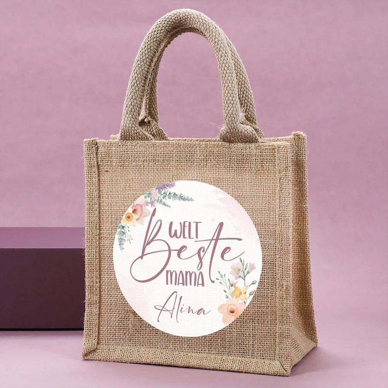 Personalisierte Jutetasche für die weltbeste Mama | Geschenktüte zum Muttertag