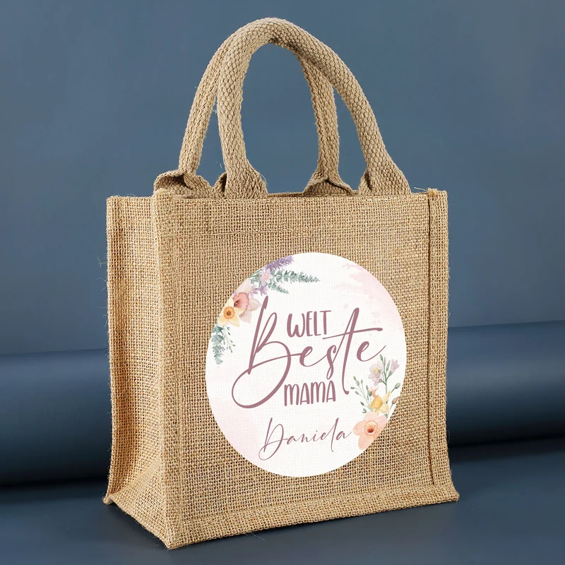 Personalisierte Jutetasche für die weltbeste Mama | Geschenktüte zum Muttertag
