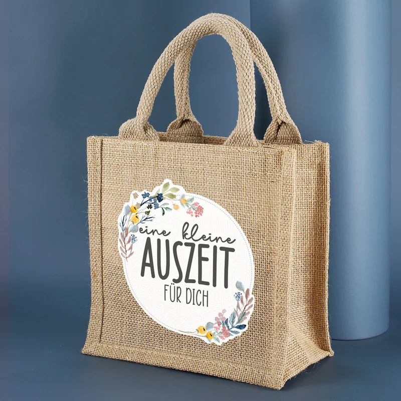 Personalisierte Jutetüte als Geschenktasche | Eine kleine Auszeit