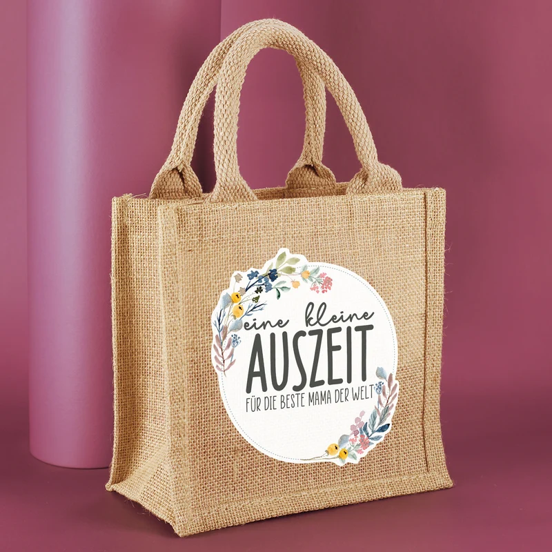 Personalisierte Jutetüte als Geschenktasche | Eine kleine Auszeit