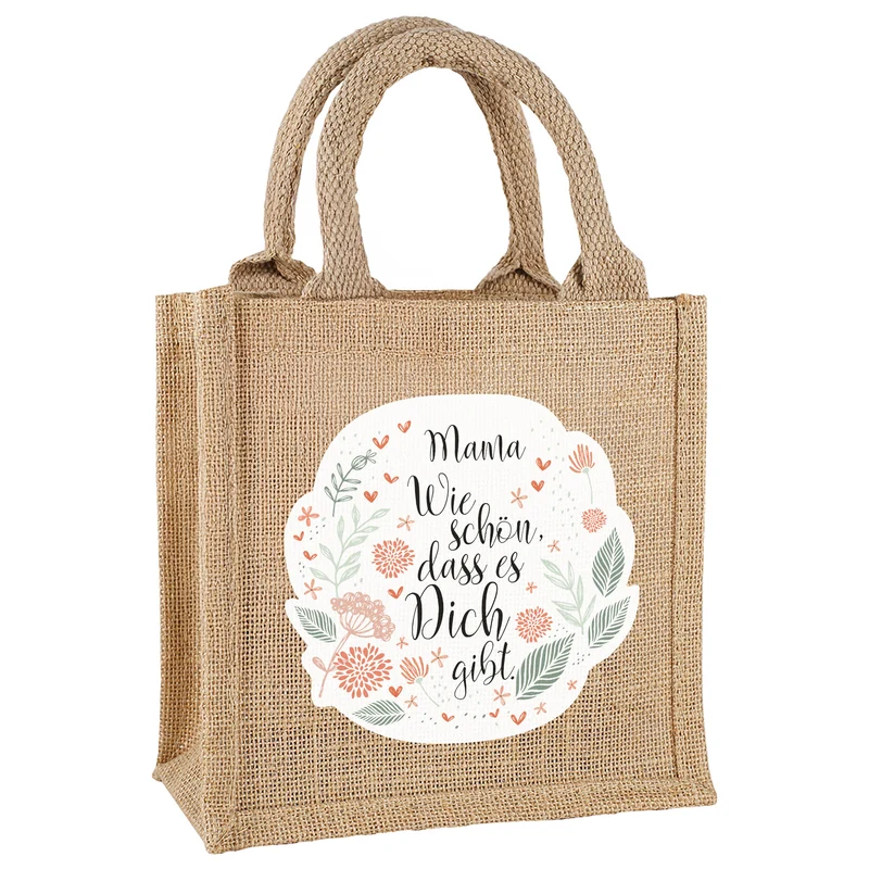 Geschenktasche aus Jute personalisierbar mit Name | Wie schön, dass es dich gibt