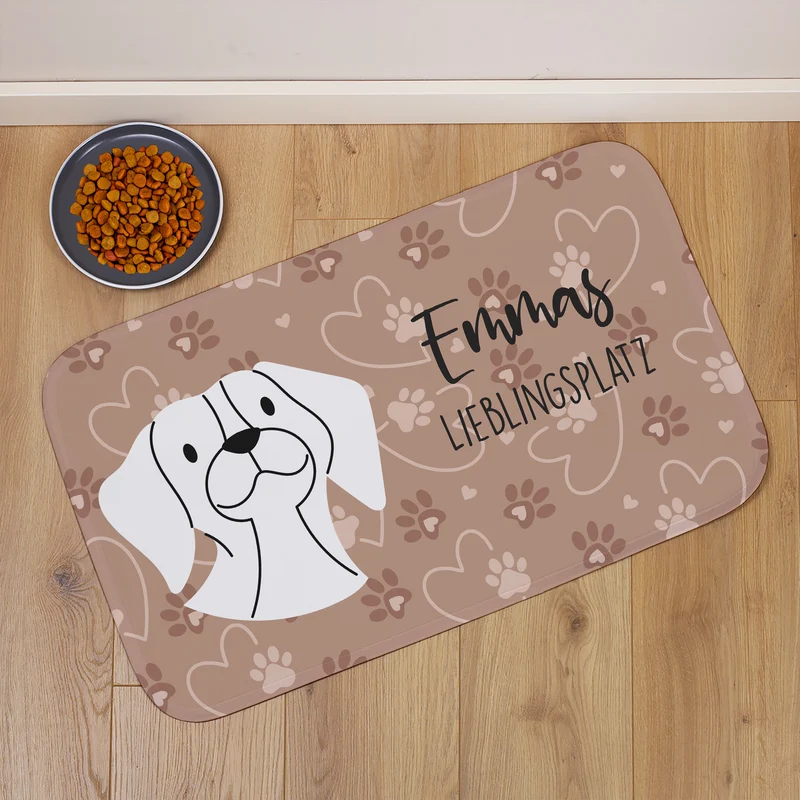 Personalisierbare Hundematte als Napfunterlage mit Wunschtext | rutschfest