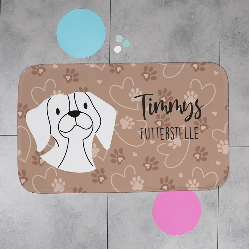 Personalisierbare Hundematte als Napfunterlage mit Wunschtext | rutschfest