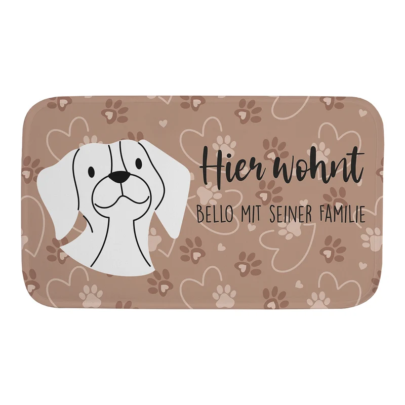 Personalisierbare Hundematte als Napfunterlage mit Wunschtext | rutschfest