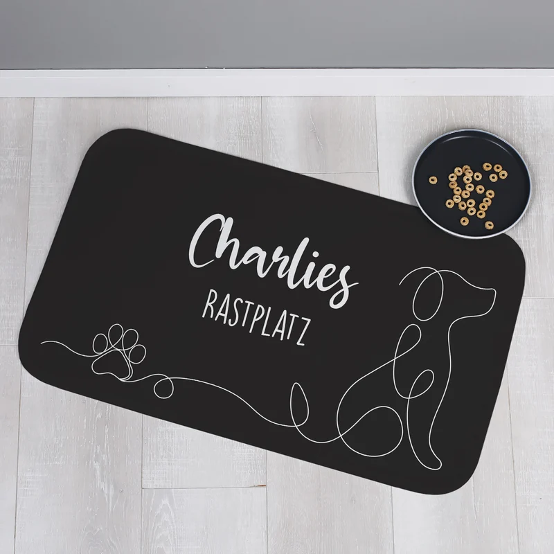 Hundematte personalisierbar mit eigenem Text | Individuelle Napfunterlage, rutschfest