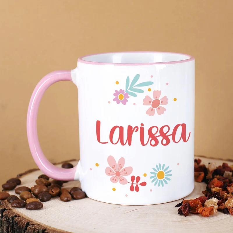 Tasse "Gönn dir mal ne Mauszeit" personalisiert mit Name | Rosa Rand & Henkel