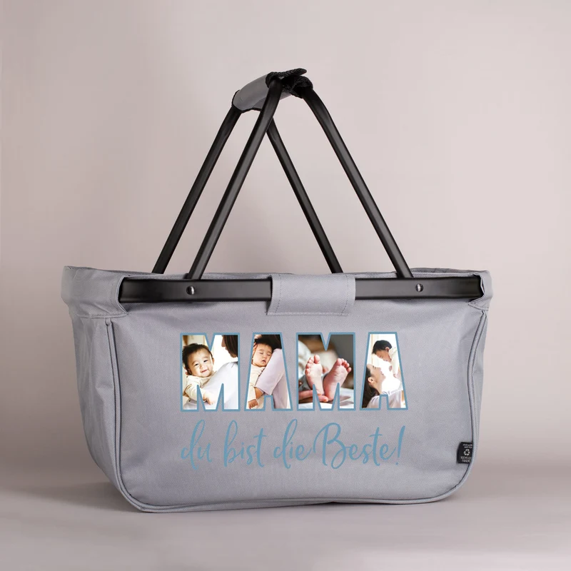 Einkaufskorb für Mütter "Mama du bist die Beste!" personalisierbar mit eigenen Fotos