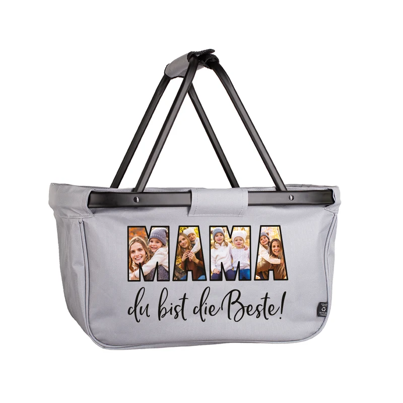Einkaufskorb für Mütter "Mama du bist die Beste!" personalisierbar mit eigenen Fotos