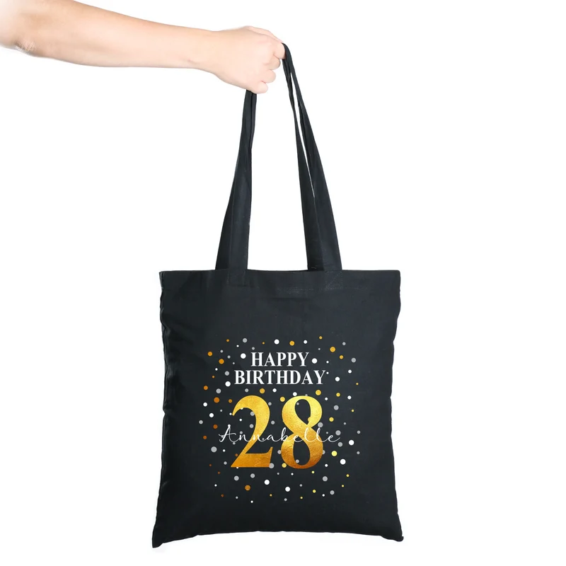 Personalisierte Geburtstagstasche "Happy Birthday" mit Name & Alter | Konfetti Motiv