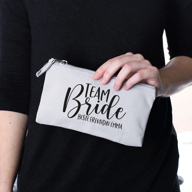 Beautycase mit Namensaufdruck | Team Bride | 5 Farben & Größenauswahl
