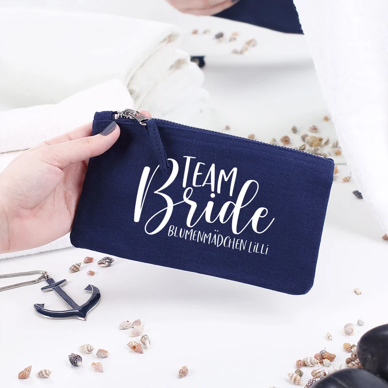 Beautycase mit Namensaufdruck | Team Bride | 5 Farben & Größenauswahl