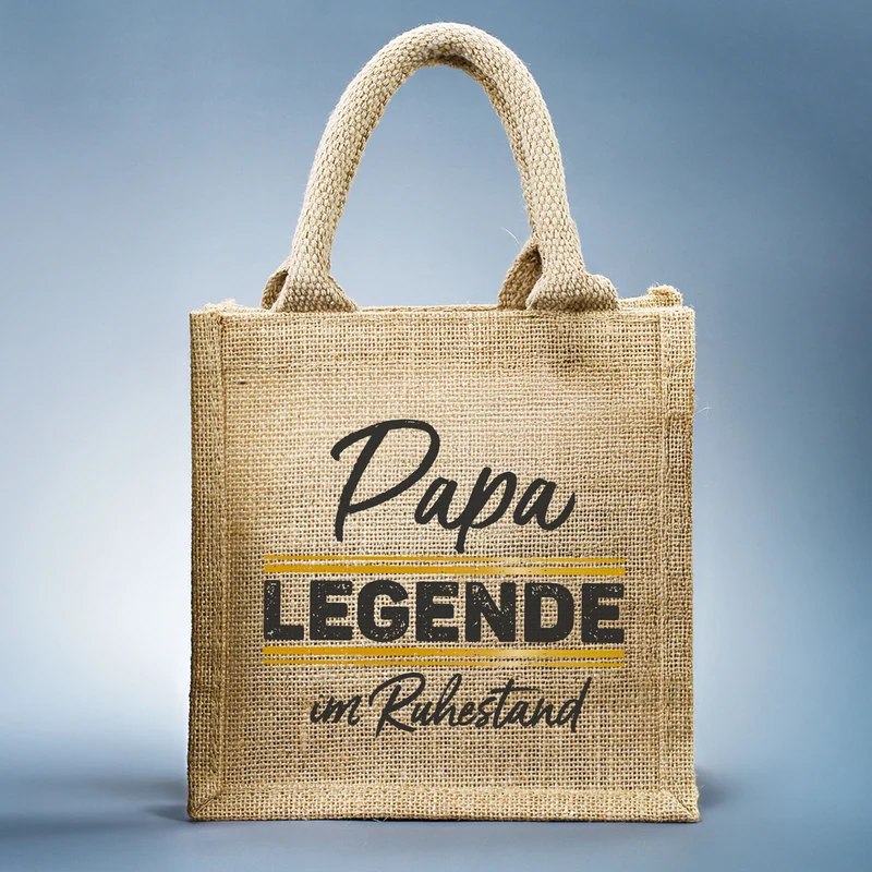 Personalisierte Geschenktasche aus Jute „Legende in Rente“ mit Wunschname