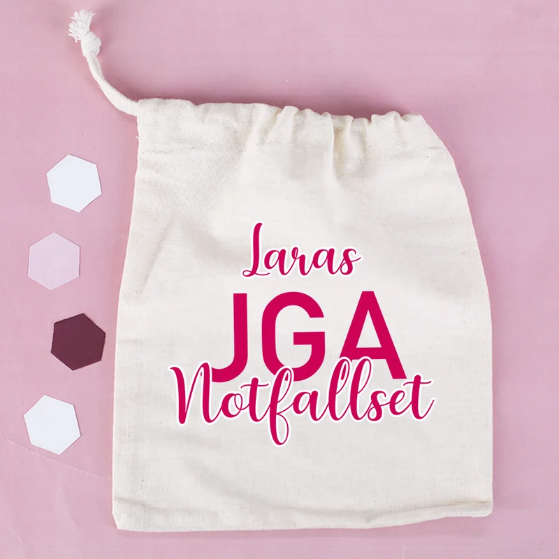 JGA Notfallset-Sack mit dem Namen der Braut | 2 Größen wählbar