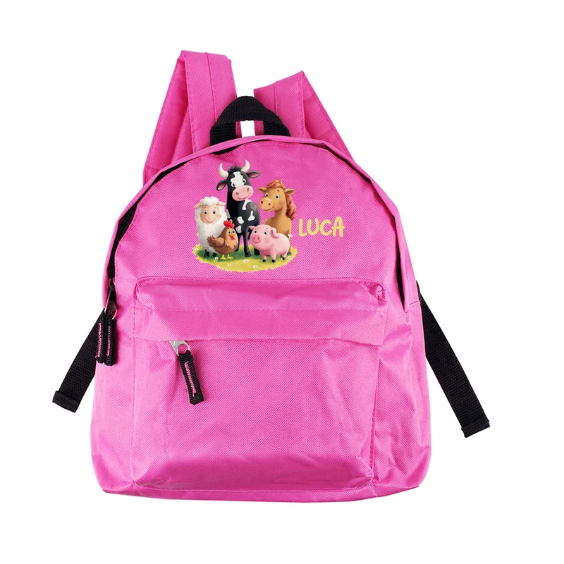Kinderrucksack mit Tiermotiven in Rosa/Pink für Mädchen | Modell: Bauernhof