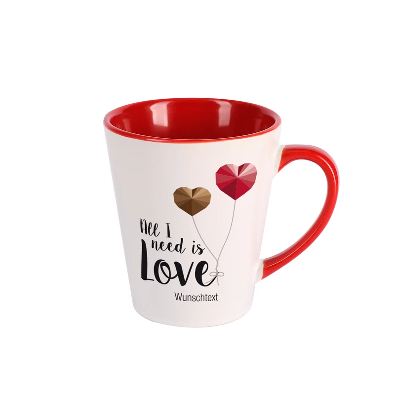 Tasse mit Wunschtext und Herzen | All I need is Love