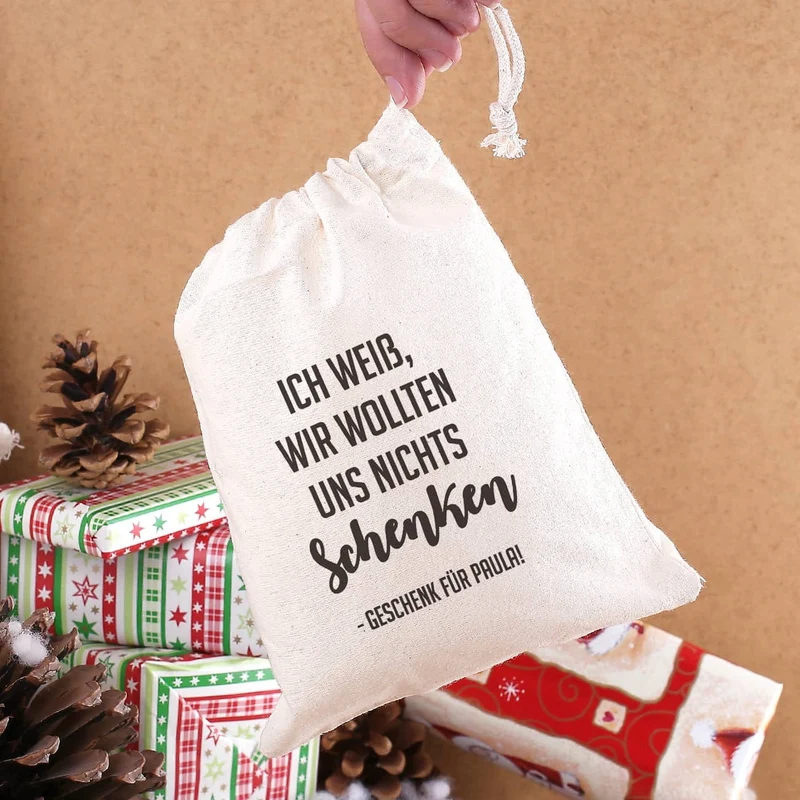 Kleiner Geschenksack - Ich weiß, wir wollten uns nichts schenken - mit Wunschtext