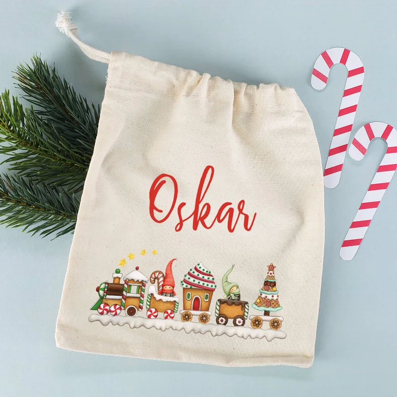 Wichtel Weihnachtszug - Geschenksack in 3 verschiedenen Größen