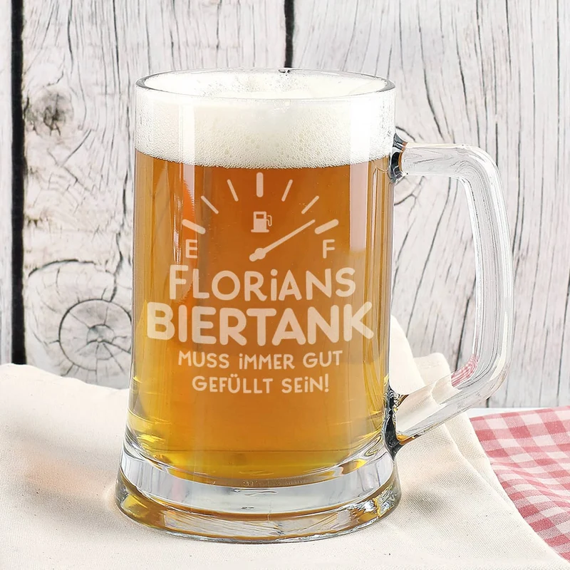 Bierseidelglas "Biertank" mit Namensgravur