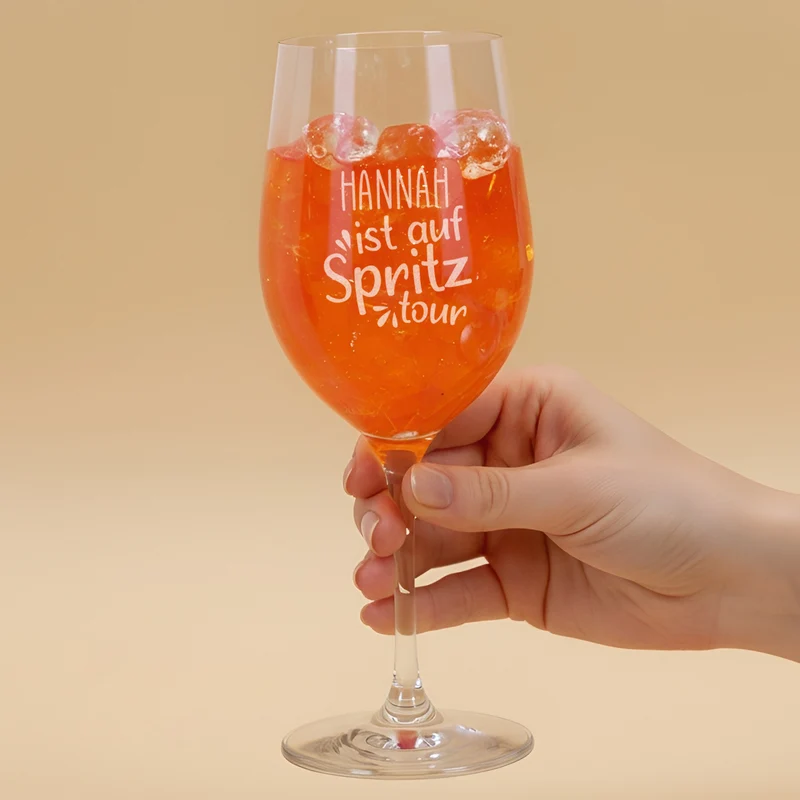 Auf Spritztour - Glas mit Ihrem Wunschnamen