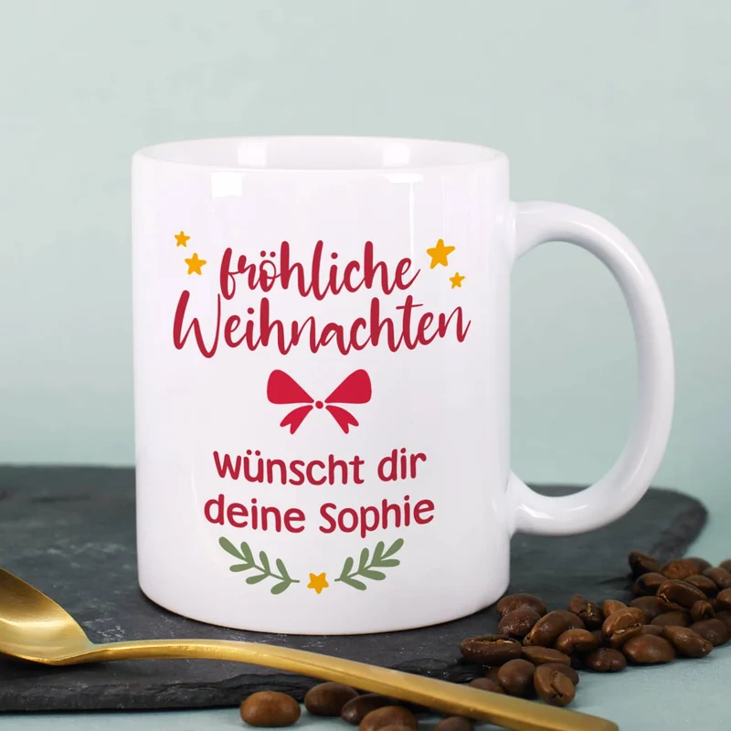 Foto Weihnachtstasse mit Ihrem Wunschtext