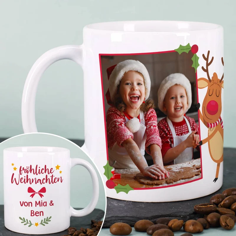 Foto Weihnachtstasse mit Ihrem Wunschtext