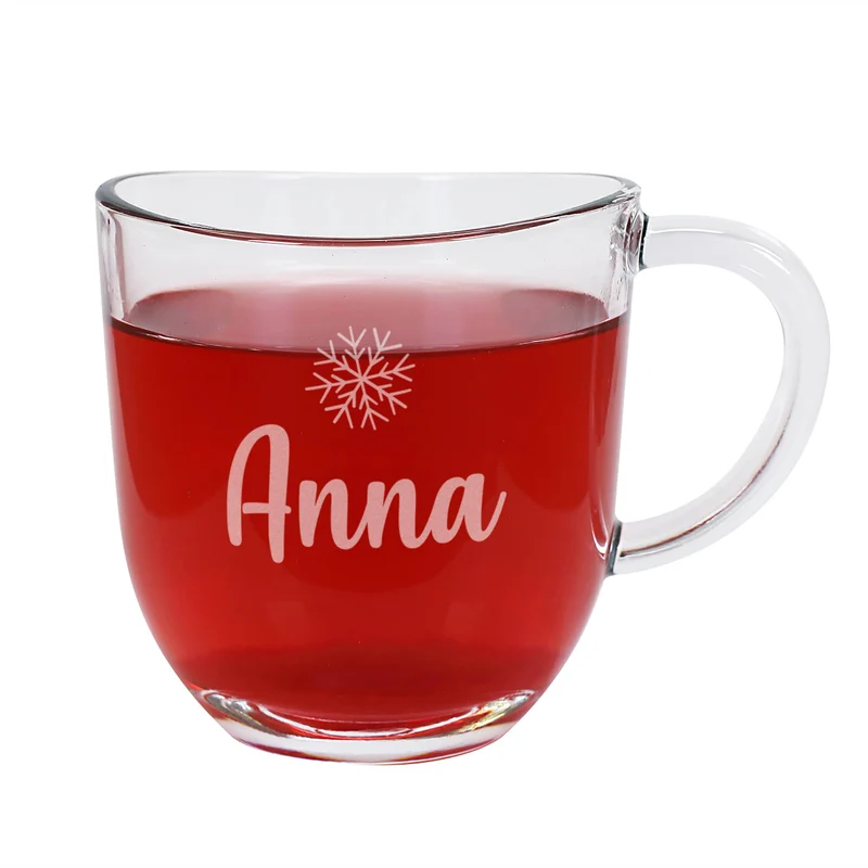 Teeglas oder Glühweinglas - Schneeflocke - mit Namensgravur