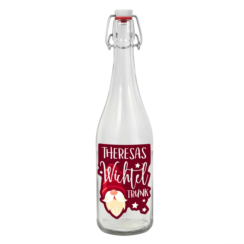 Wichteltrunk - 0,75 L Schnapsflasche für selbstgemachten Schnaps mit persönlichem Etikett