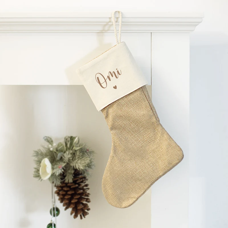 Bedruckte Weihnachtssocke mit Name und Herzchen