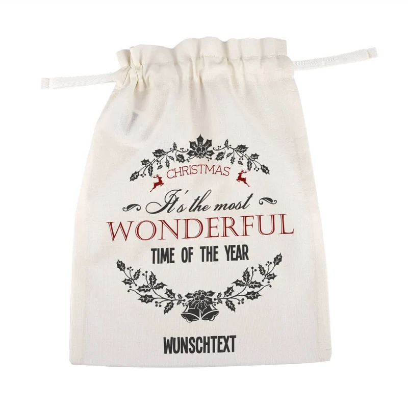 Geschenksack zu Weihnachten mit Wunschtext - most wonderful time of the year