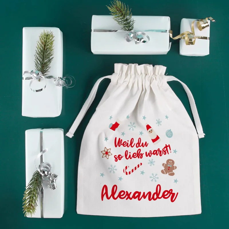 Geschenksack - Weil du so lieb warst! - zu Weihnachten mit Name