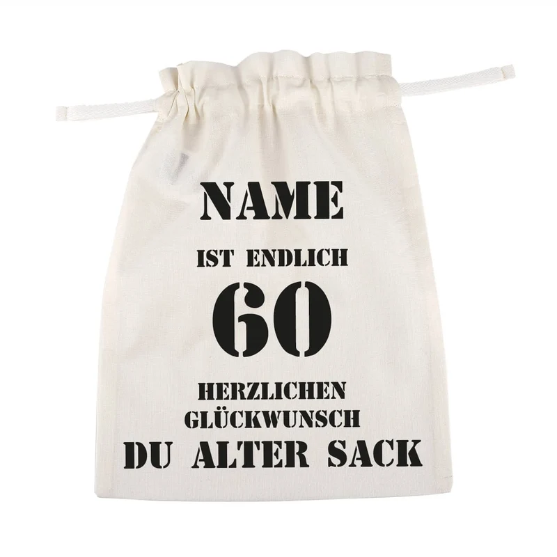 Geschenksack mit Zuziehband zum 60. Geburtstag