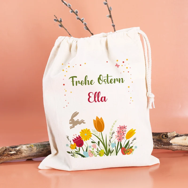 Frohe Ostern Geschenksack mit Ihrem Namen, 25x32 cm