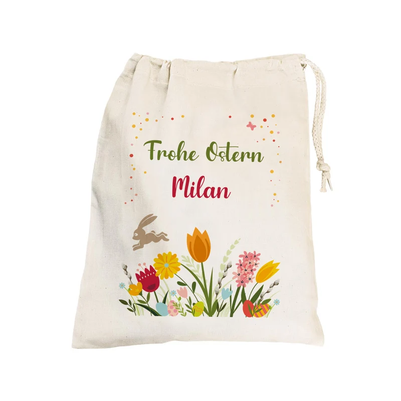 Frohe Ostern Geschenksack mit Ihrem Namen, 25x32 cm