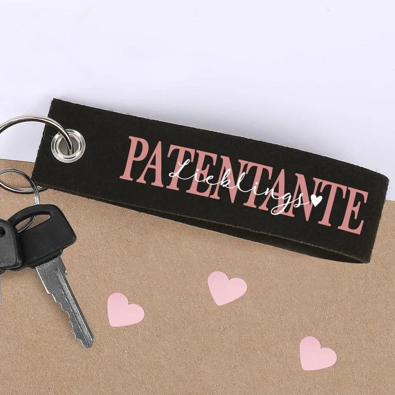 Filz Schlüsselanhänger Patentante / Patenonkel mit Ihrem Wunschtext