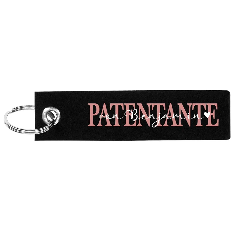 Filz Schlüsselanhänger Patentante / Patenonkel mit Ihrem Wunschtext