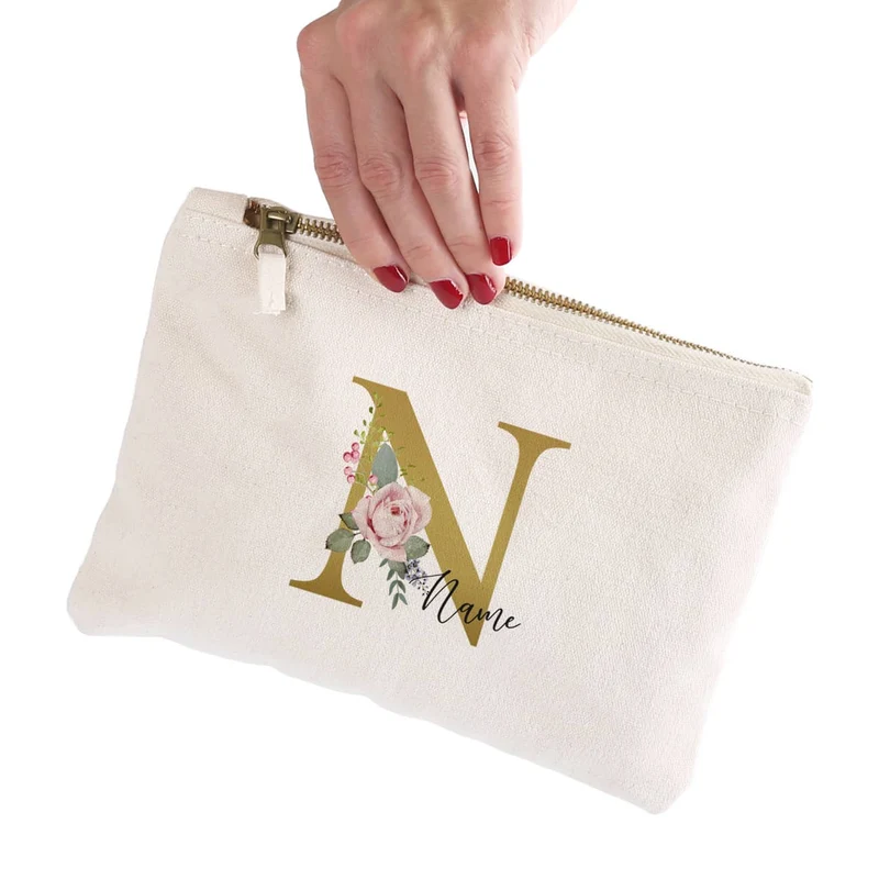 Beautycase mit Rosen-Monogramm und Name