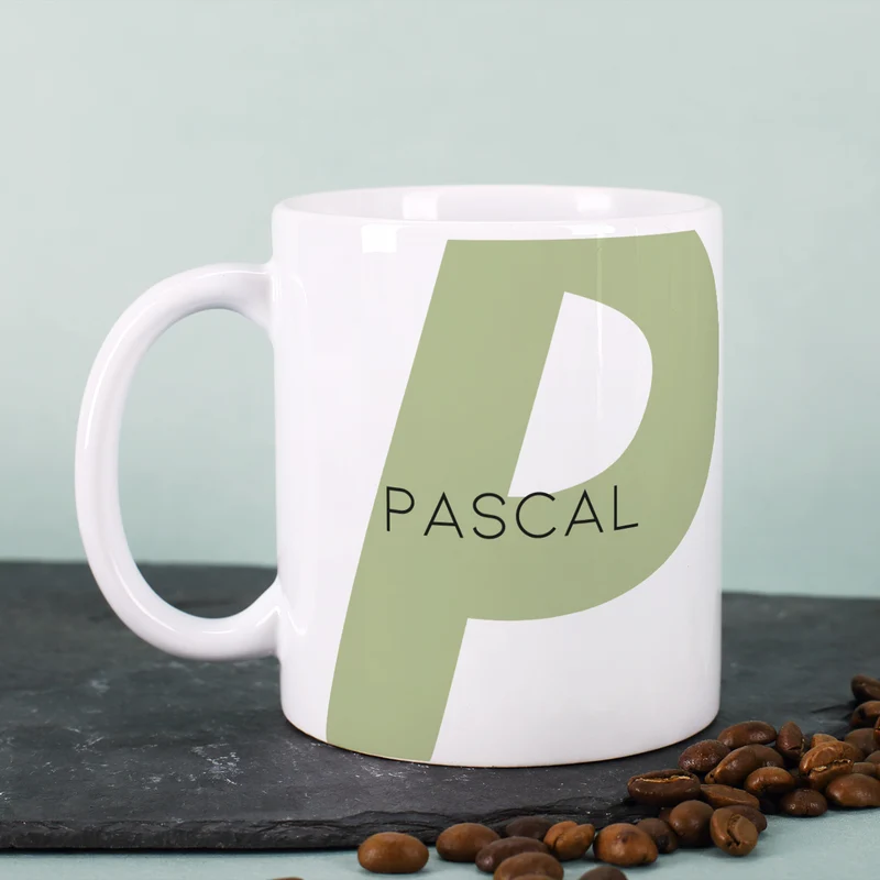 Moderne Keramiktasse - Monogramm - in verschiedenen Farben