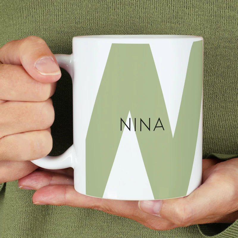 Moderne Keramiktasse - Monogramm - in verschiedenen Farben